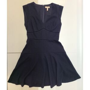 Rebecca Taylor Deep Navy Textured V-Neck Fit & Flare Mini Dress - Size 2